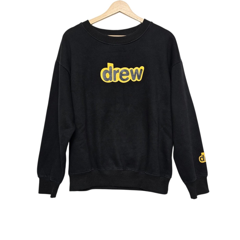 Drew House Secret Crewneck Sweatshirt Black Yellow Logo Mens Medium RN146181
